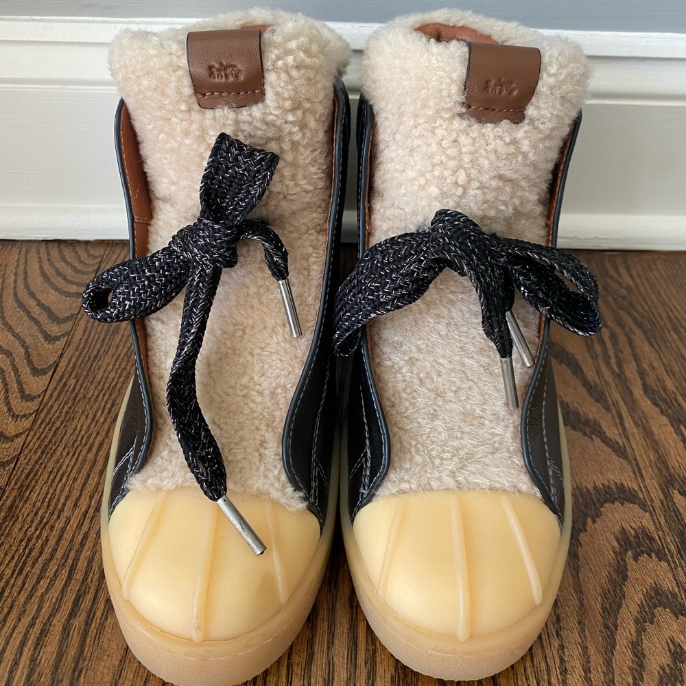 Coach Women’s Genuine Leather/Shearling High Top Sneaker Boots